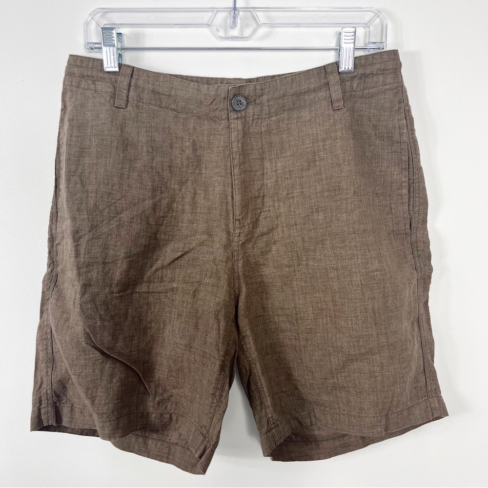 Shades Of Grey By Micah Cohen Flat Front Shorts Size 30 NWT Brown Linen